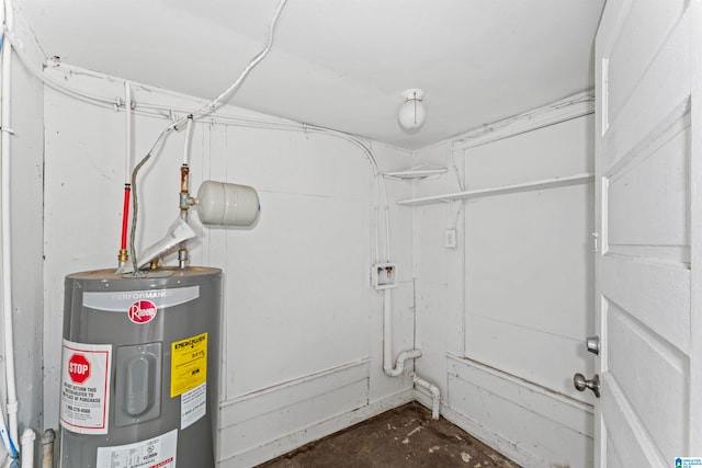 utility room with water heater