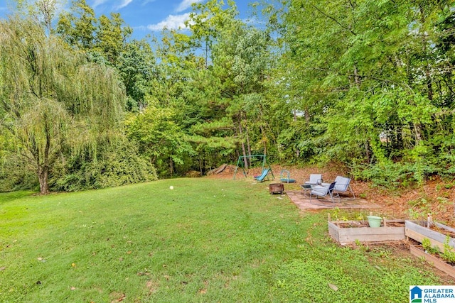 view of yard with a playground