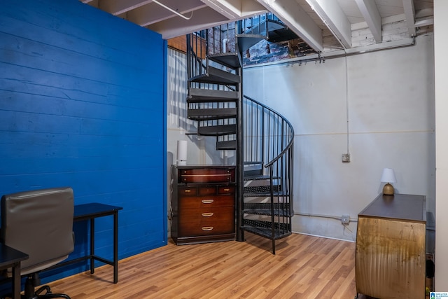 interior space with hardwood / wood-style flooring