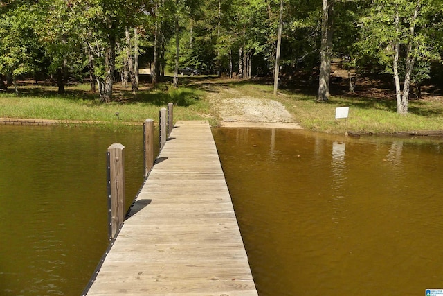 view of dock featuring a water view