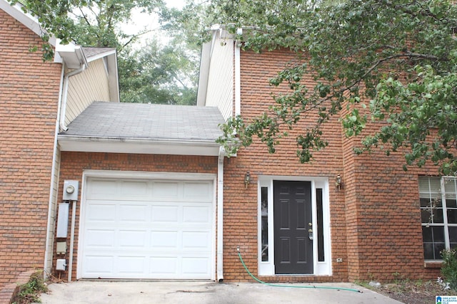 exterior space with a garage