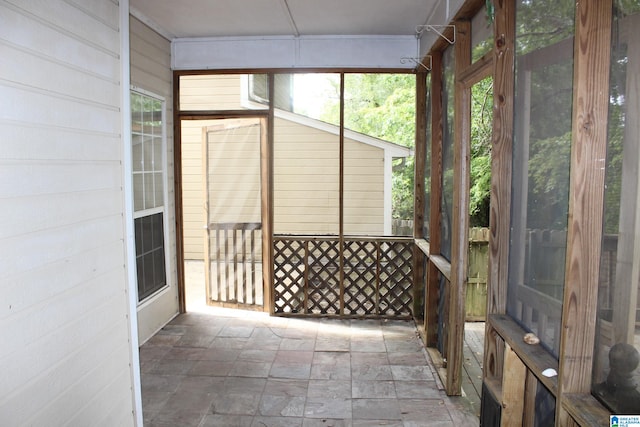 view of unfurnished sunroom