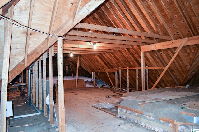 view of unfinished attic