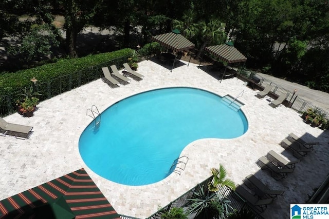 view of swimming pool featuring a patio