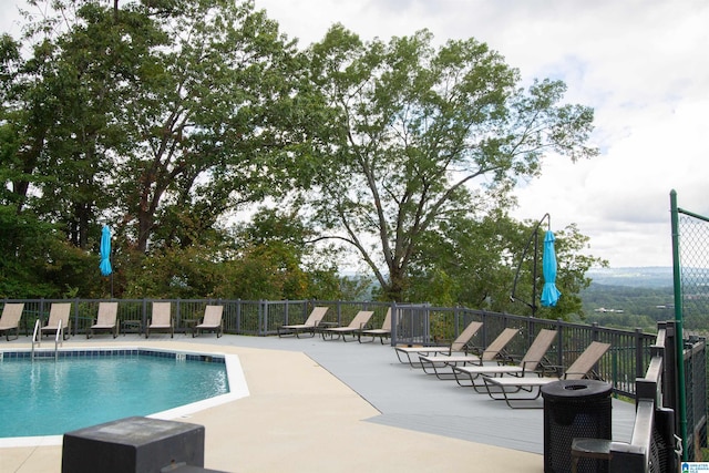 view of swimming pool with a patio area