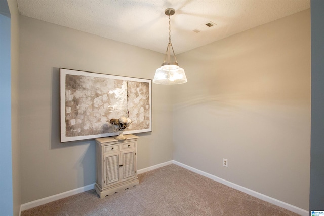 empty room with light carpet and a textured ceiling