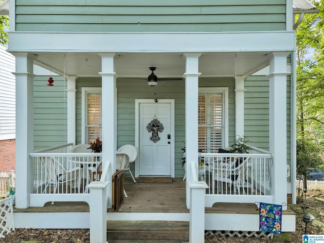 view of exterior entry featuring a porch