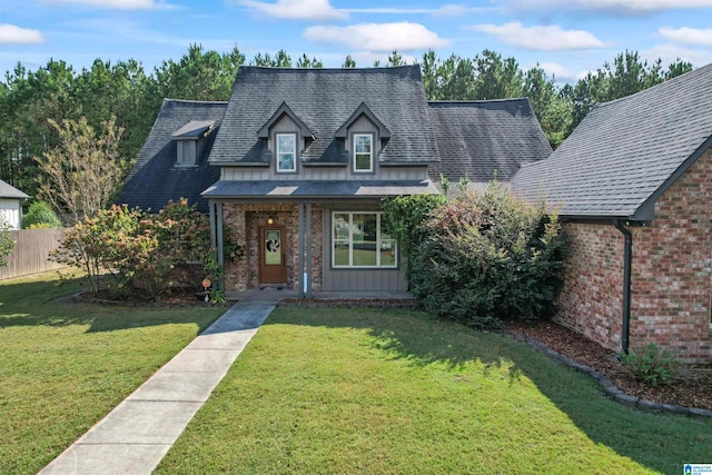 view of front of property featuring a front lawn