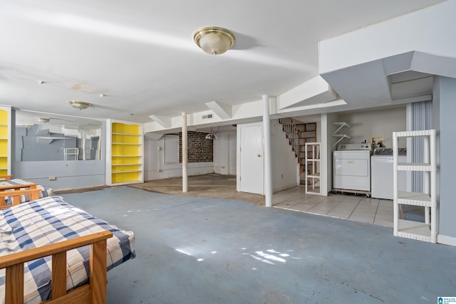 basement with washer and dryer