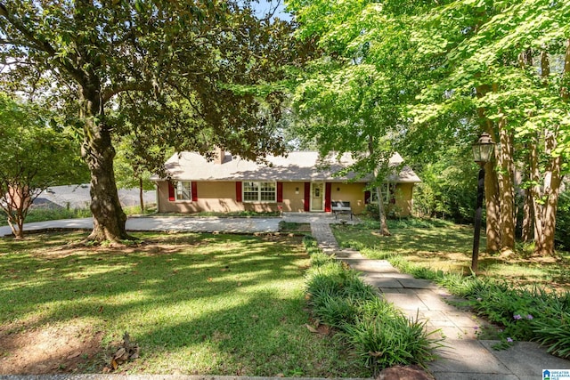 ranch-style house featuring a front yard