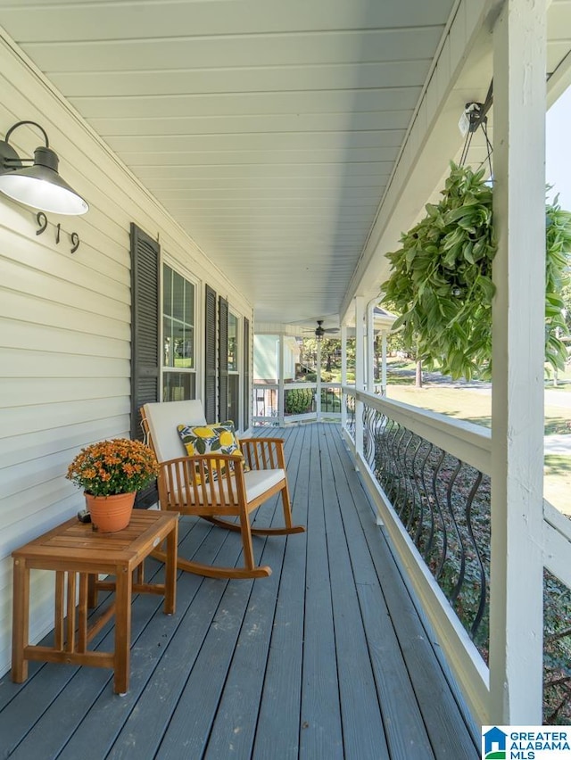 wooden deck with covered porch