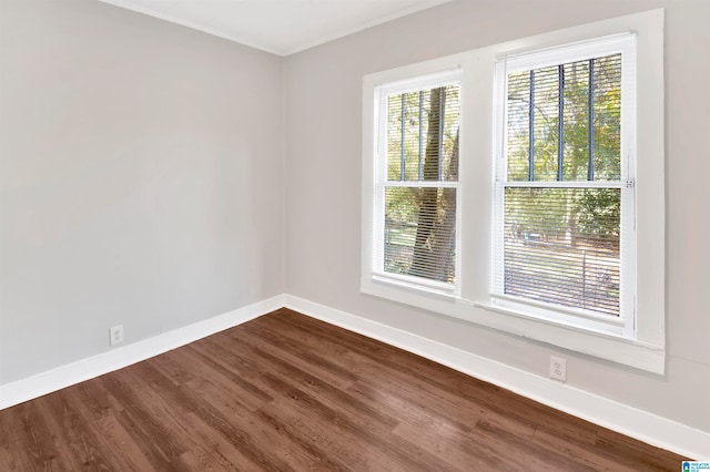 unfurnished room with hardwood / wood-style flooring