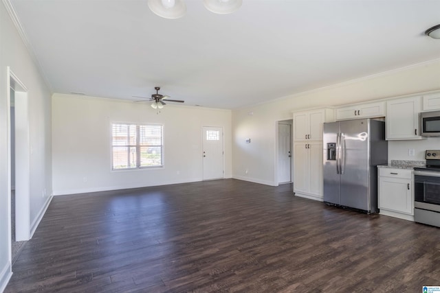 kitchen featuring white cabinets, dark hardwood / wood-style floors, and appliances with stainless steel finishes