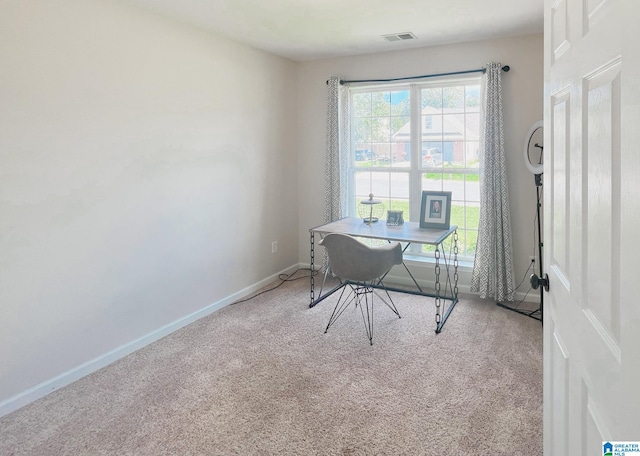 view of carpeted office space