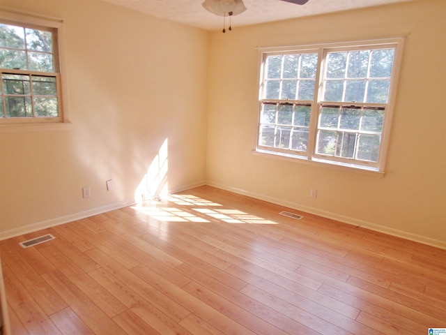 empty room with light wood-type flooring and a healthy amount of sunlight