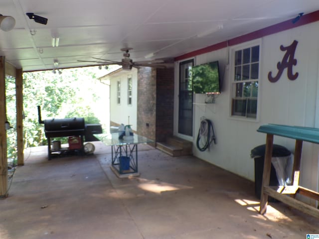 view of patio with ceiling fan