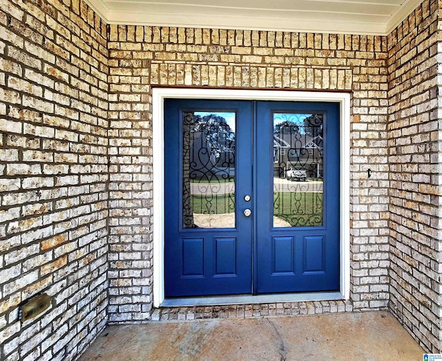 doorway to property with french doors