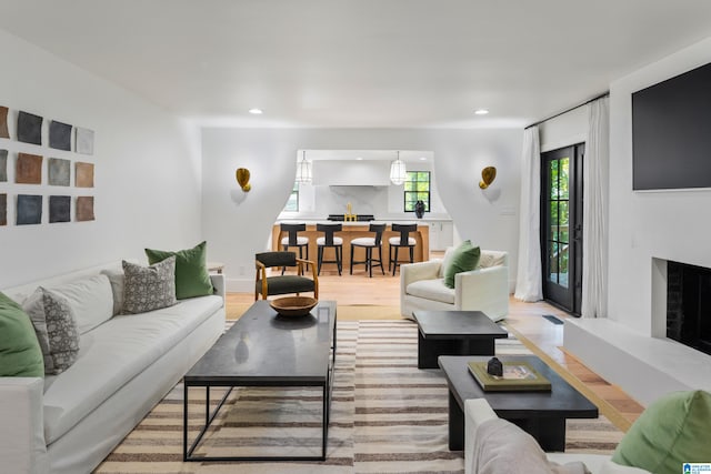 living room featuring light hardwood / wood-style flooring