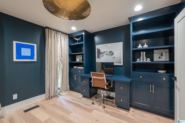 office area featuring light wood-type flooring