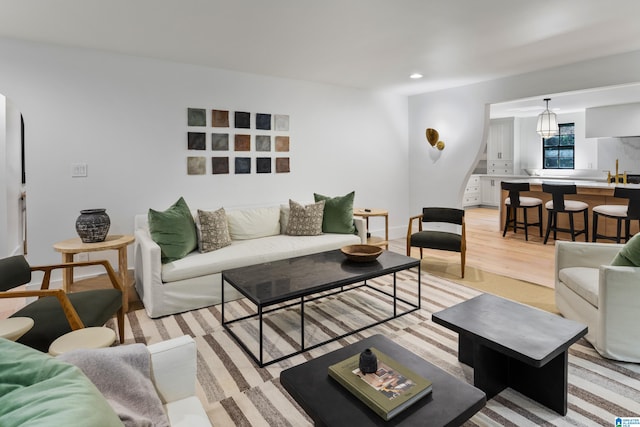 living room featuring light hardwood / wood-style flooring