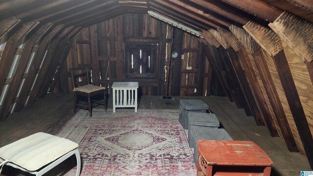 view of unfinished attic