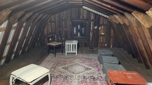 view of unfinished attic