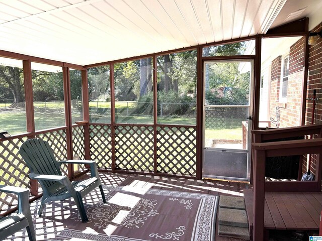 view of unfurnished sunroom