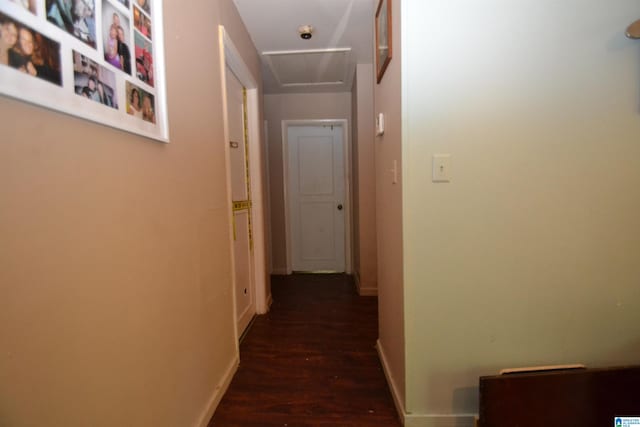 corridor with dark wood-type flooring