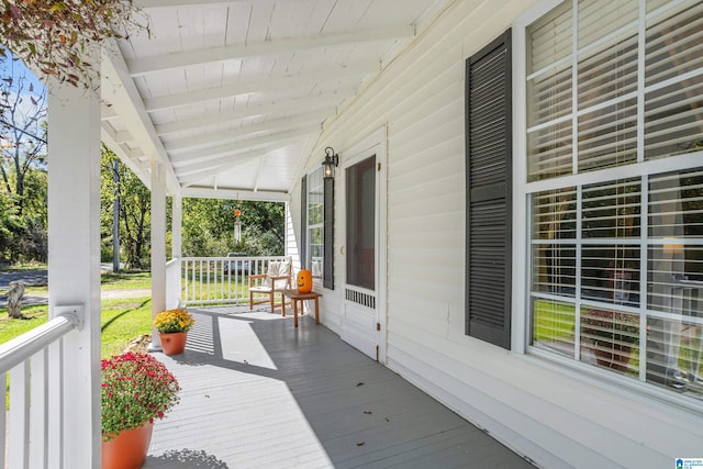 deck with a porch