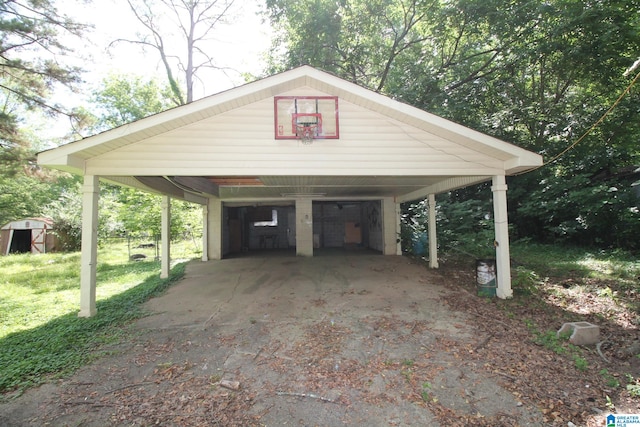 view of parking / parking lot with a carport