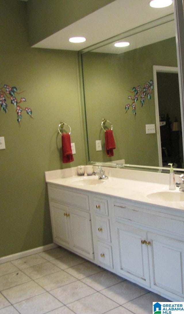 bathroom featuring vanity and tile patterned floors