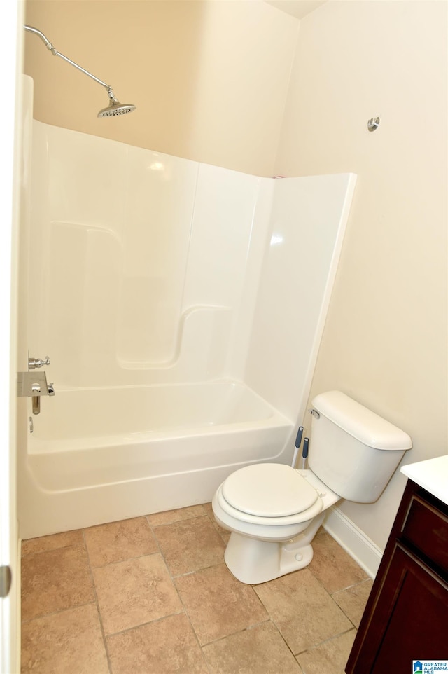 full bathroom featuring vanity, toilet, and bathtub / shower combination