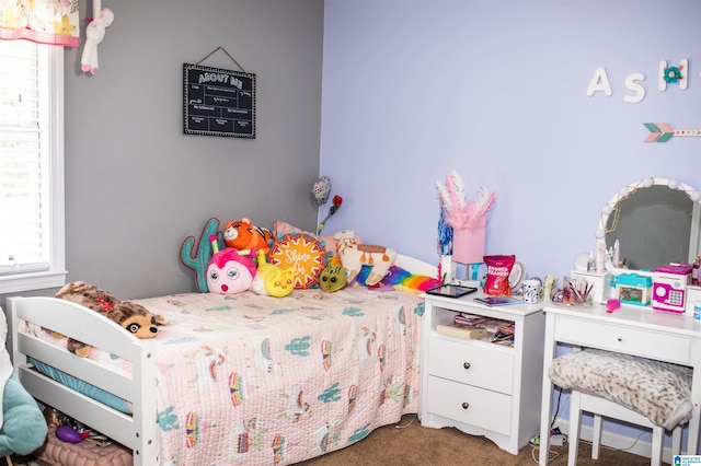 bedroom with carpet