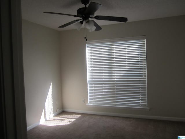 spare room with carpet, ceiling fan, and a wealth of natural light