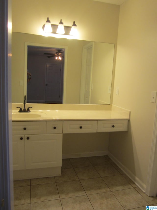 bathroom featuring tile patterned flooring and vanity