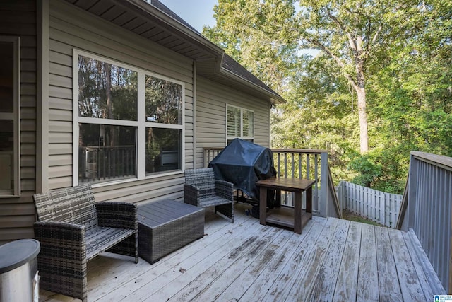 deck featuring area for grilling