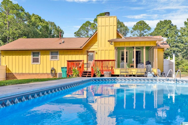 view of pool featuring a deck