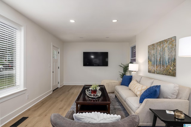 living room featuring light hardwood / wood-style flooring