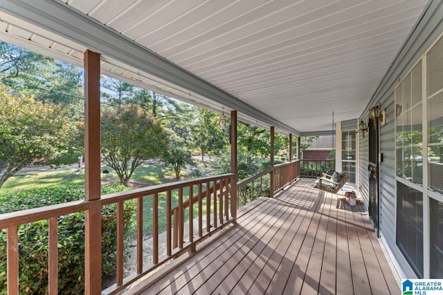 wooden terrace with covered porch