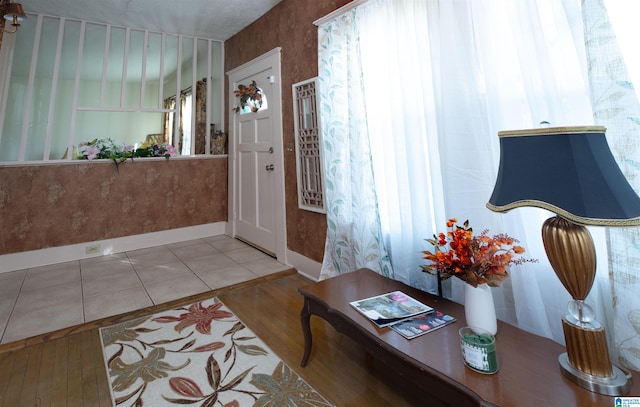 entrance foyer with light wood-type flooring