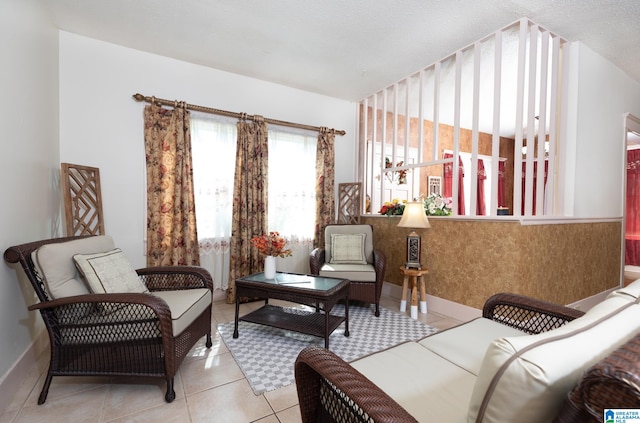 living area with light tile patterned floors