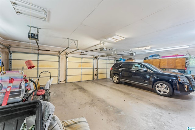 garage with a garage door opener