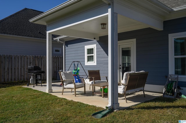 view of patio with a grill