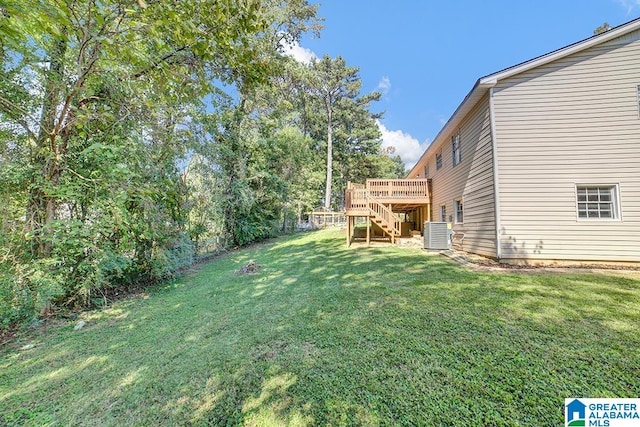 view of yard with a deck