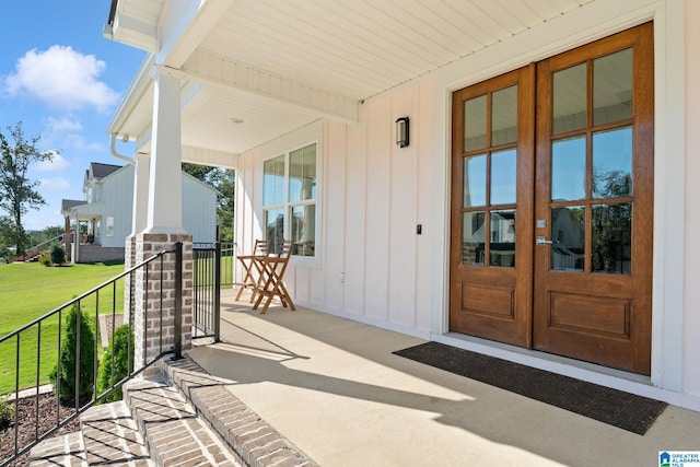 property entrance with french doors