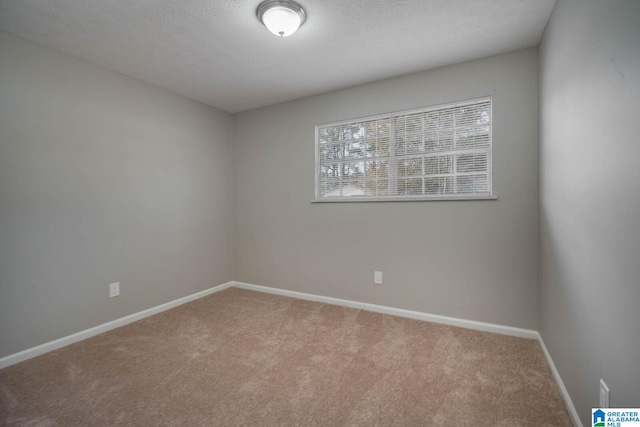 carpeted empty room with a textured ceiling