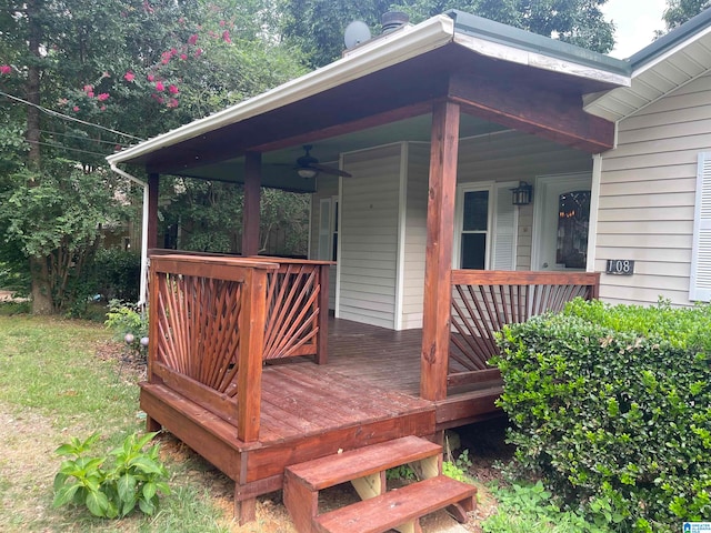 deck featuring ceiling fan