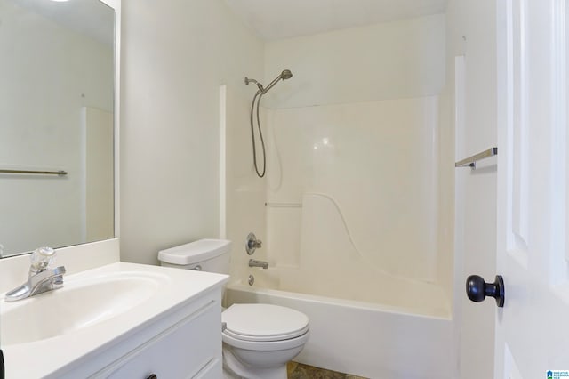 full bathroom featuring vanity, toilet, and shower / bathtub combination