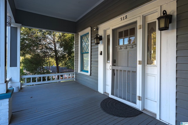 wooden deck featuring a porch