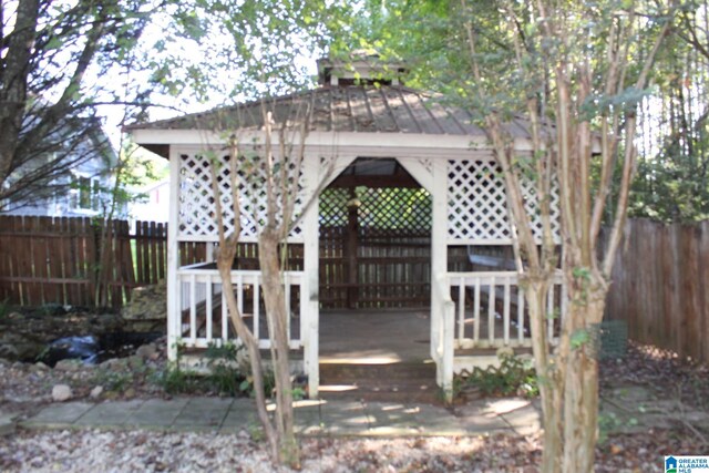 exterior space featuring a gazebo